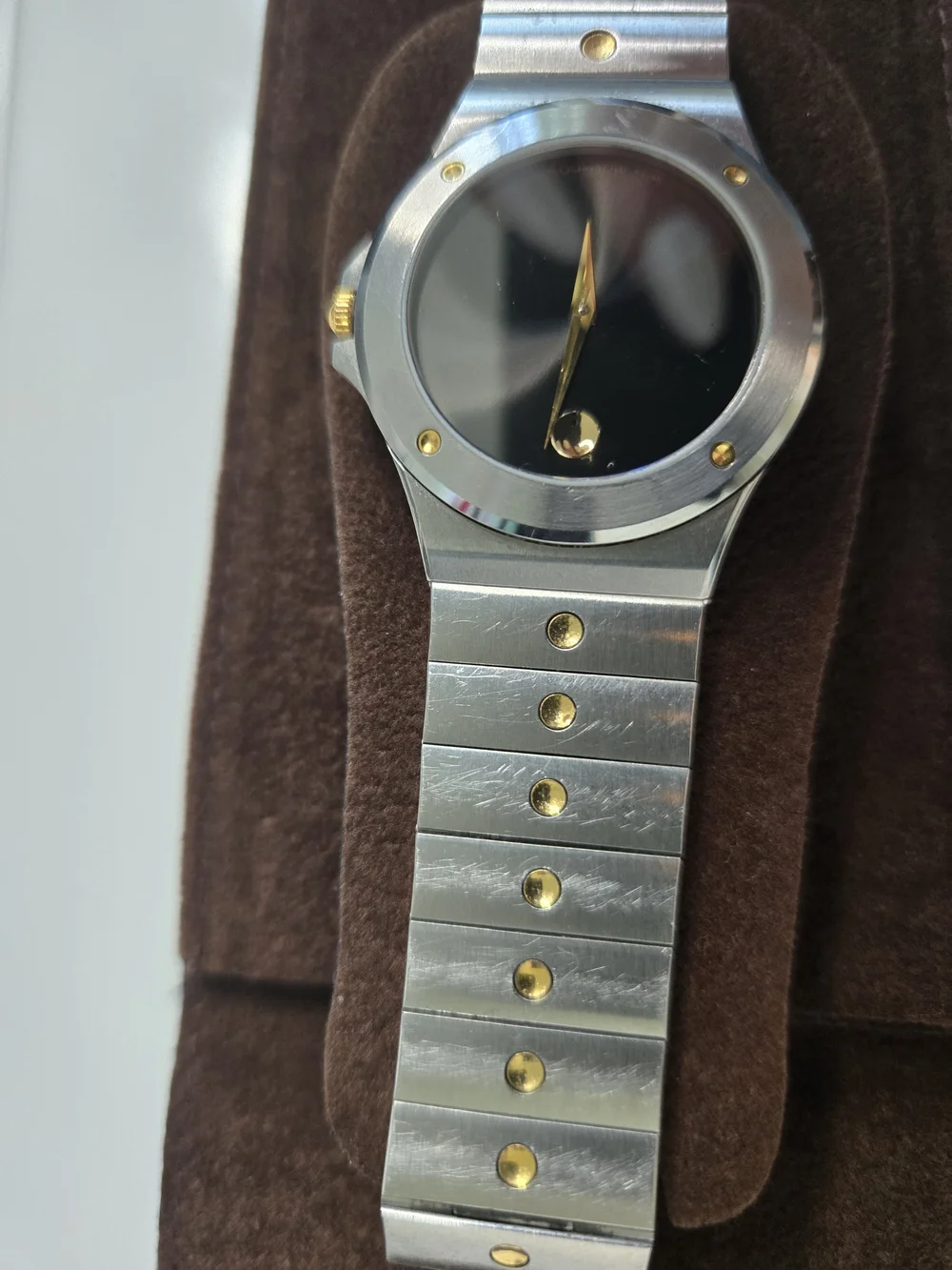 Vintage Movado Museum Watch Two Tone Gold Silver Swiss Made Minimalist Mens